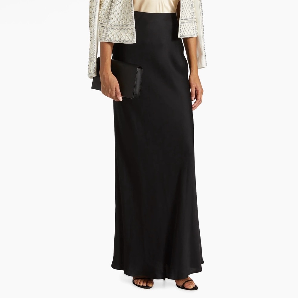 L’Agence Black Zeta Satin Maxi Skirt